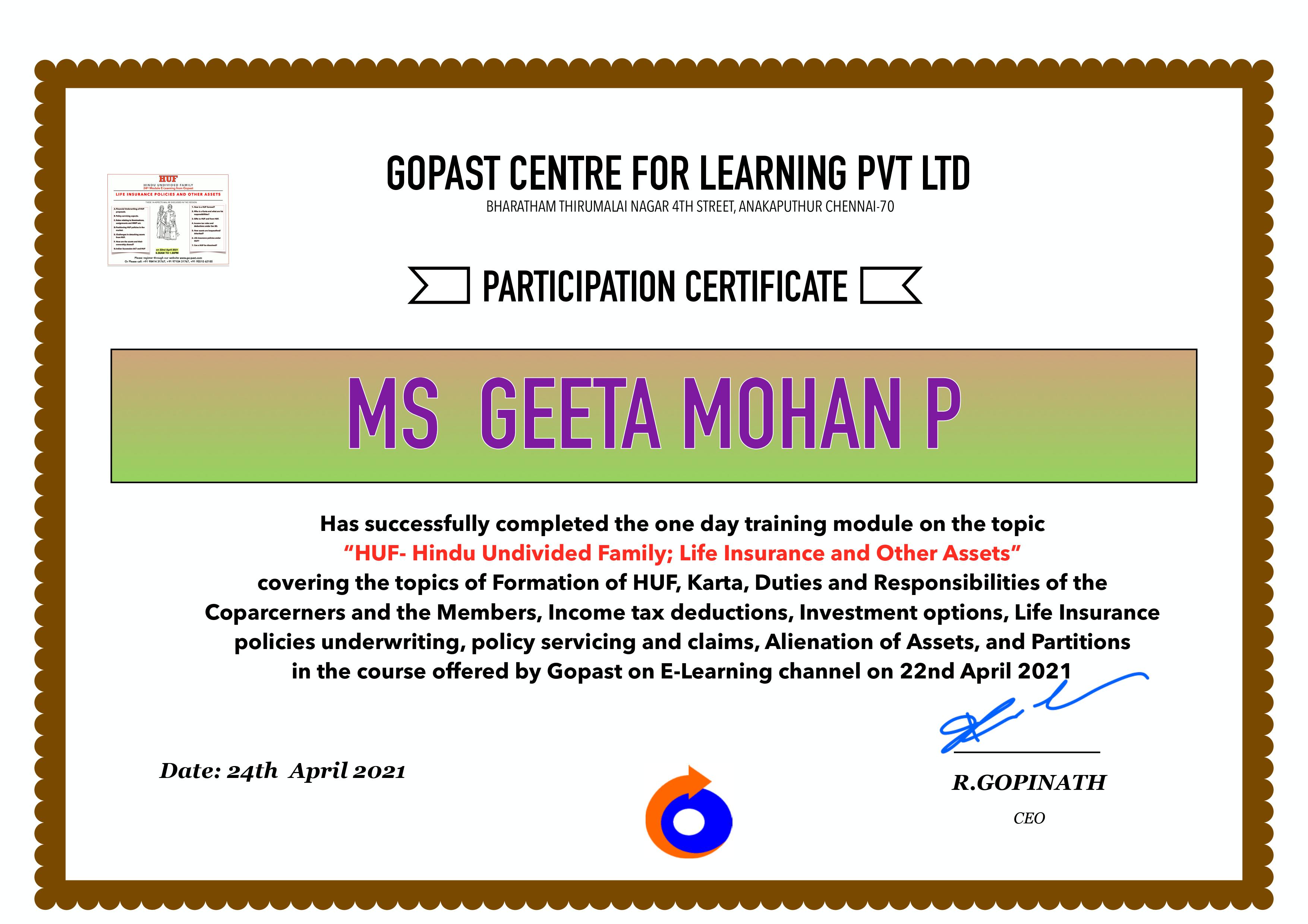 Participate Certificate 24rt Apr 2021