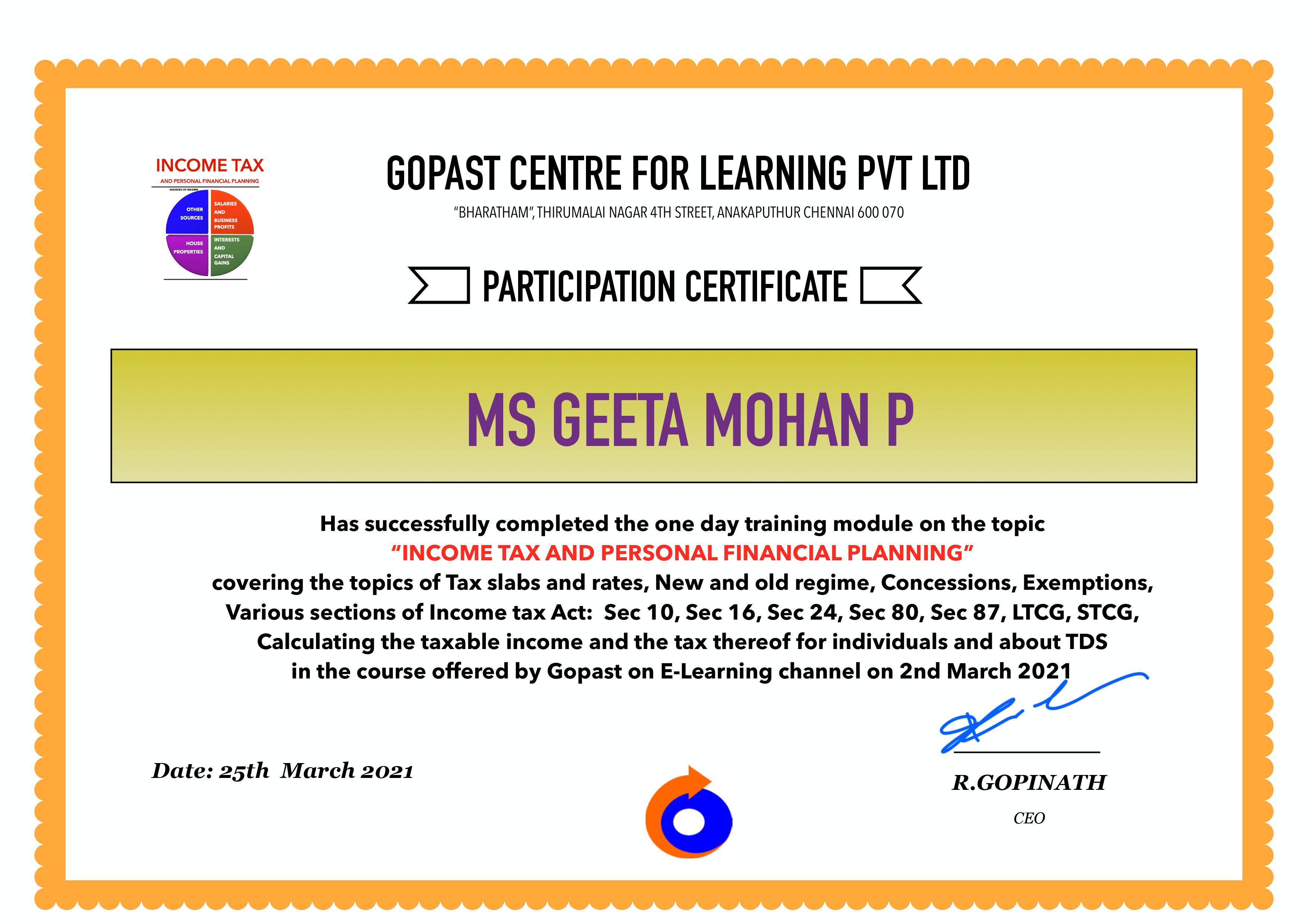 Participate Certificate 25th March 2021