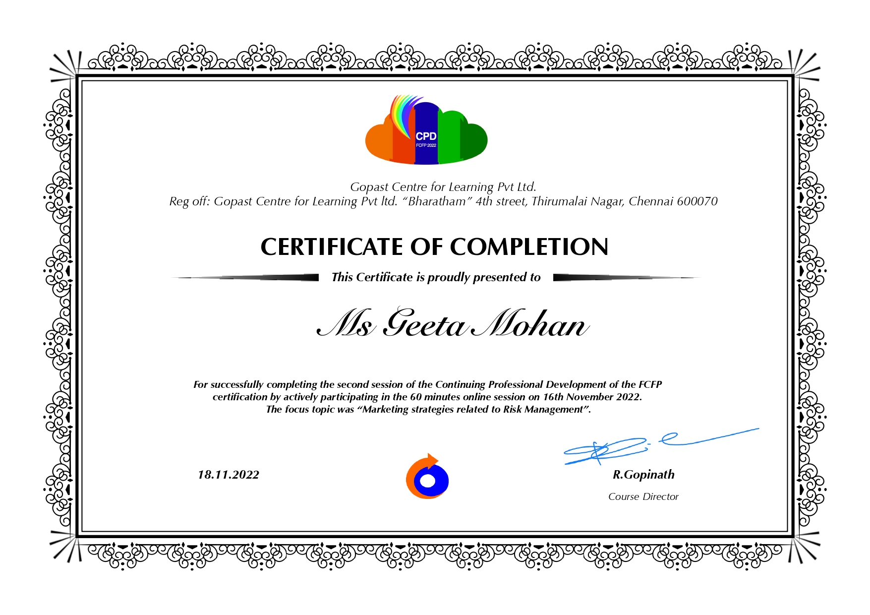 Certificate Of Completion